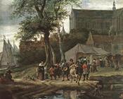 萨洛蒙 凡 雷斯达尔 : Tavern with May Tree detail